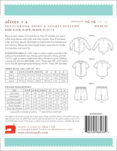 Sketchbook Shirt and Shorts Pattern - Oliver and S