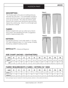 Hudson Pant Pattern - True Bias