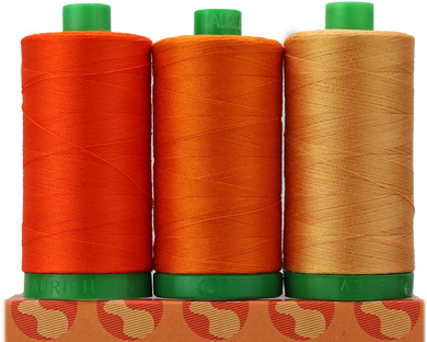 Aurifil Orange Color Builders 3 pack - 40 wt Cotton thread