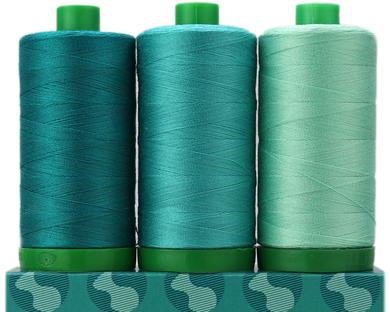 Aurifil Teal Color Builders 3 pack - 40 wt Cotton thread