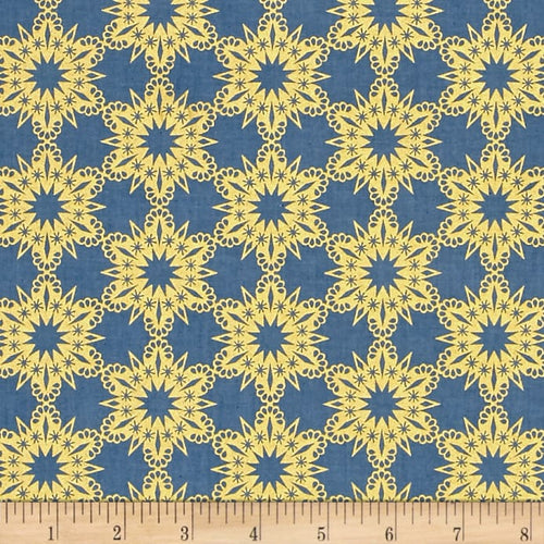 Gold Flakes in Blue, Metallic - Cotton and Steel - Melody Miller - Noel - c5141-002