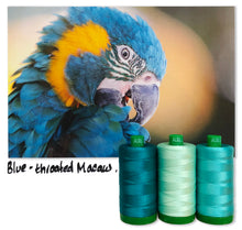Load image into Gallery viewer, Blue-Throated Macaw Aurifil 40 wt 2021 Color Builders Thread Box